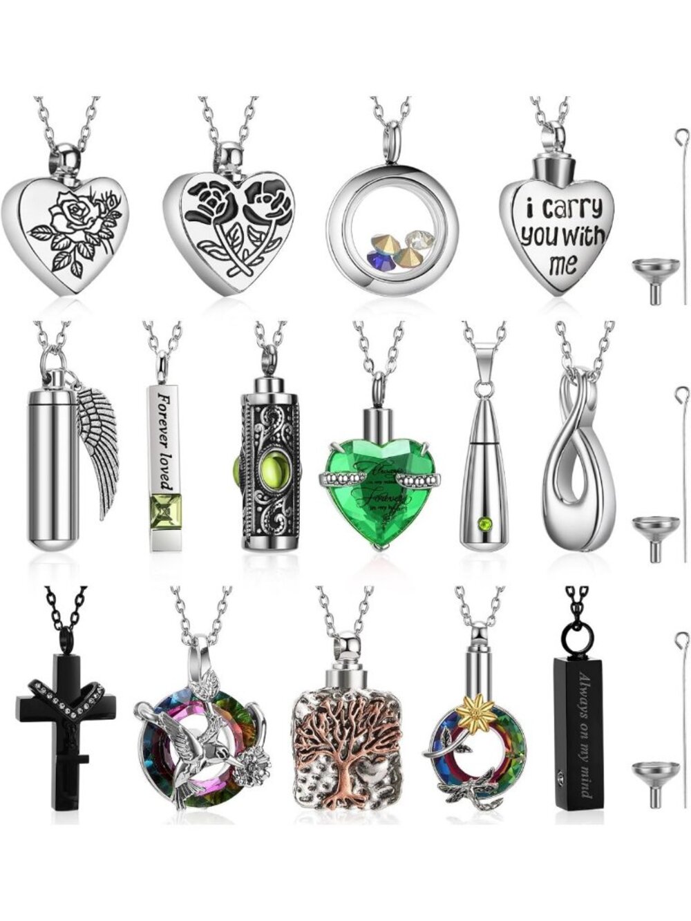 15 Pcs Cremation Jewelry for Ashes - Elegant Urn Necklaces for Women